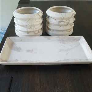4 piece set - See Photos! Vase/Tray/Decor “Marble”